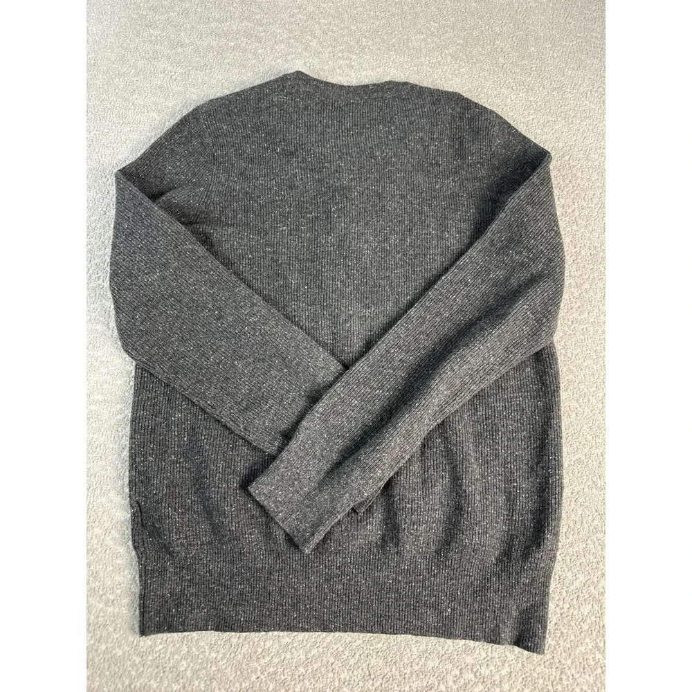 Banana Republic‎ Sweater Mens Large Gray Wool Silk Henley Crewneck Knit Pullover